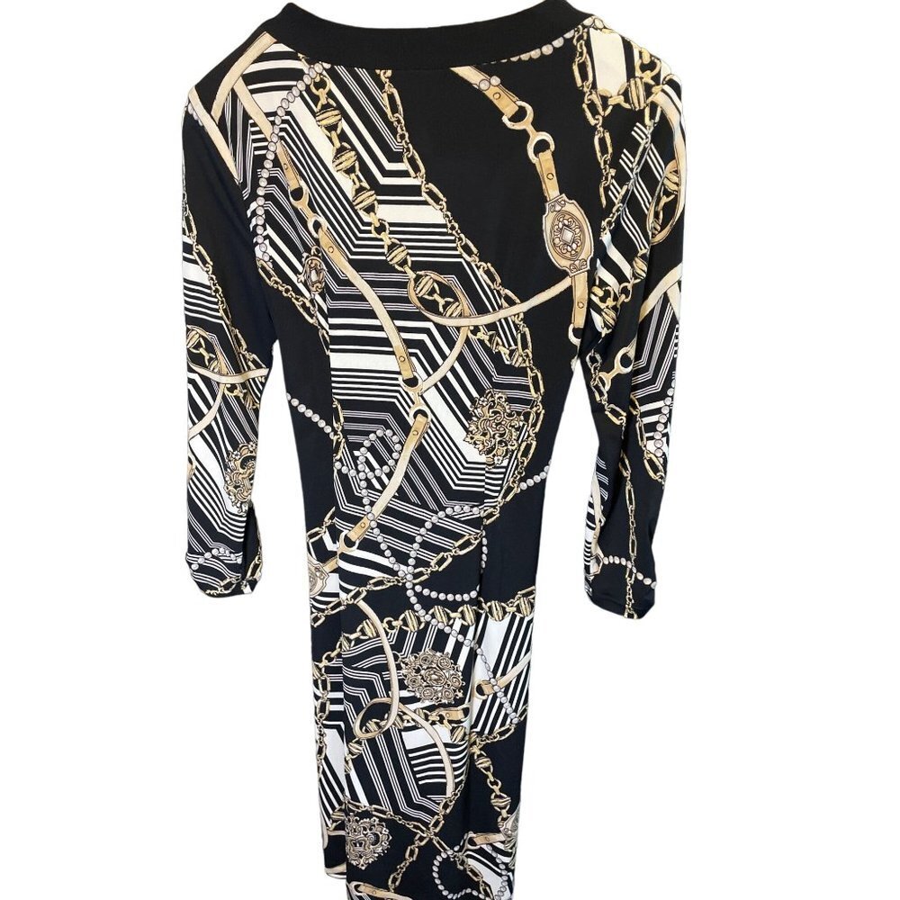 Cache Black Faux Wrap Horse Bit Fitted 3/4 Sleeve… - image 2